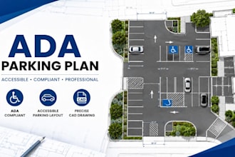 design ada parking plan, accessible parking layout, handicap spaces, cad drawing
