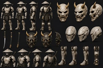 design cosplay helmet, face mask fantasy armor, medieval armor and sci fi armor