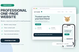 create a professional one page website for your business