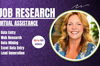 job research web research excel data entry virtual assistant company research