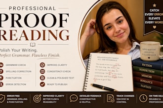 proofread, edit, grammar check and copy edit your document