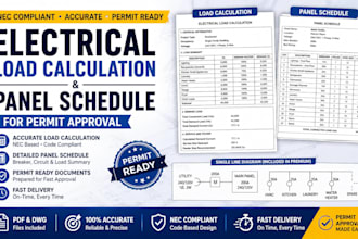 prepare nec electrical load calculation and panel schedule for permit approval