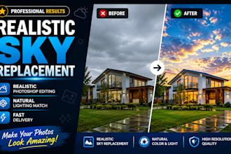 do realistic sky replacement and professional photo editing