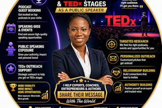 book you on podcasts, speaking gigs, events, and tedx opportunities