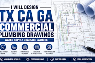 design tx ca ga commercial plumbing drawings water supply drainage layouts