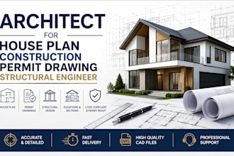 be your architect for house plan construction permit drawing structural engineer