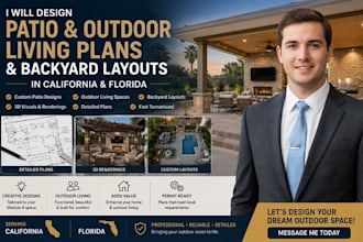 design patio outdoor living plans and backyard layouts in california florida