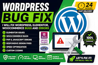 fix wordpress, elementor, woocommerce bugs and errors