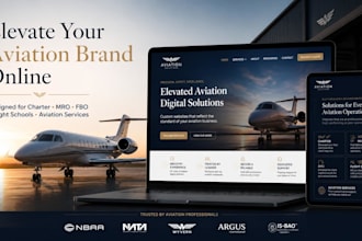 design a professional aviation website for charter, mro and aviation companies