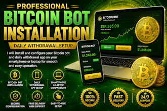 develop profitable bitcoin app, bitcoin bot on smartphone, laptop