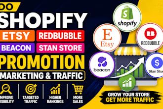 do shopify etsy redbubble beacon SEO promotion stan store rank marketing traffic