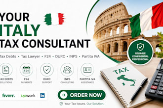 be your italy tax consultant for tax debts tax lawyer, f24 durc inps, partita