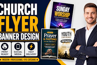 design professional church flyer, event poster and church banner