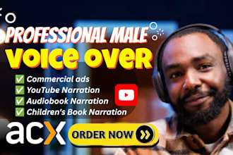record professional male voice over for acx audiobooks and youtube narration