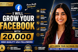 grow your facebook with 20,000 high quality USA followers