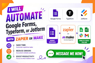automate google forms, typeform, jotform to airtable using zapier or make