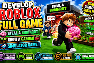 do roblox full game creation, steal a brainrot, grow a garden or simulator game