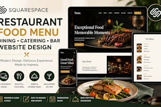 design squarespace restaurant food menu dining catering food menu bar website
