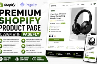 design a premium shopify product page with pagefly