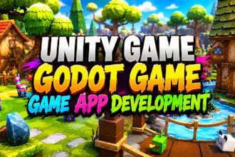 develop 2d 3d godot game, unity game, unity game development
