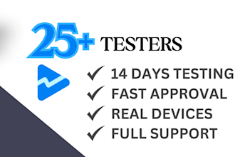 provide 12 testers or 20 testers for google play closed testing, android and IOS