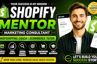 be your shopify mentor marketing consultant, dropshipping coach ecommerce tutor
