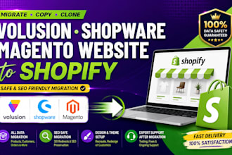 migrate copy clone from volusion shopware magento website to shopify website