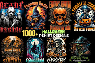 illustrate halloween tshirt art spooky ghost witch haunted house scary skull art