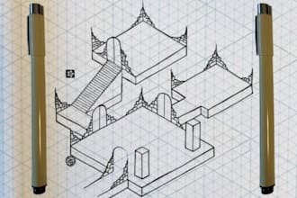 hand draw an isometric dungeon map for dnd and rpg games