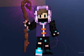 create custom 3d minecraft blockbench model with textures and animation