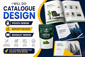 do catalogue design, pouch design, report and booklet design