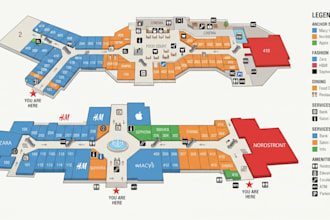 design a professional shopping mall map, directory map and wayfinding map