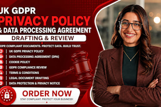 draft and review gdpr privacy policy, dpa and cookie policy