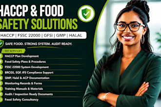 develop haccp plans, fssc 22000, gfsi food safety systems, and audit documents