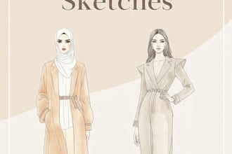 design custom abaya and modest dress fashion sketches