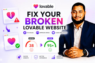 fix broken lovable website, improve speed, core web vitals, and performance