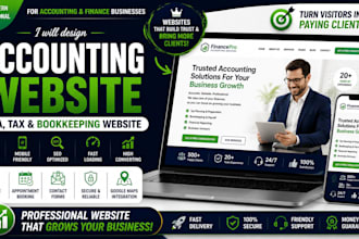 design a modern accounting website, CPA website, book keeping, tax web