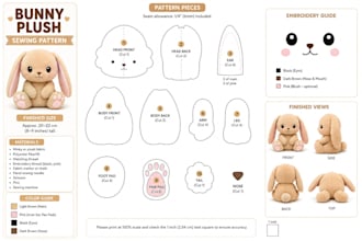 create custom plush, sewing pattern, stuffed animal and toy design