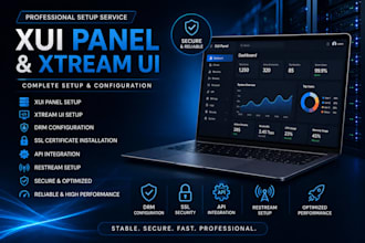 setup xui panel, xtream ui, drm, ssl, api integration, restream setup