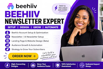setup beehiiv newsletter design, beehiiv landing page and website