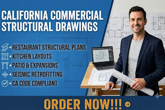draw california restaurant structural plans for commercial remodeling