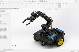 design robot arm cad, robotic gripper and arduino robot chassis in solidworks