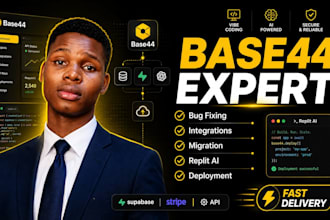 fix base44 apps, integrations, migration and deployment, bug fixing, replit ai