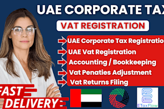 do uae vat registration, file uae vat returns, corporate tax, vat filing, trn