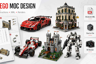 create bricklink xml part list, lego moc and set renders, lego instructions