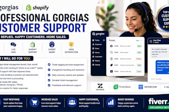 gorgias customer support agent, shopify support, email support, live chat