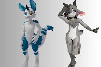 do 3d avatar gogo, vrchat furry avatar, facial rig  3d model, vrc character
