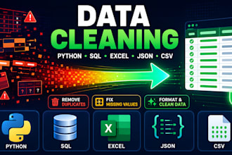 clean and validate your excel, CSV, json, or sql data