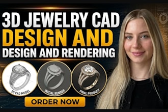 create 3d jewelry cad designs for 3d printing and realistic rendering