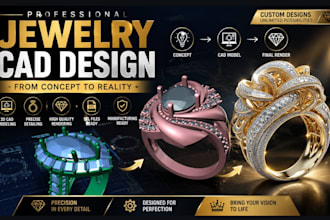 do 3d jewerly cad design and realistic 3d rendering for printing in stl, 3dm